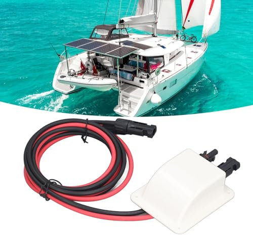 RV Solar Entry Housing,Thick Waterproof Solar Double Cable Entry Gland Box Steady Current Multiple Safety Protections with 2m 10AWG Extension Cord for Yacht