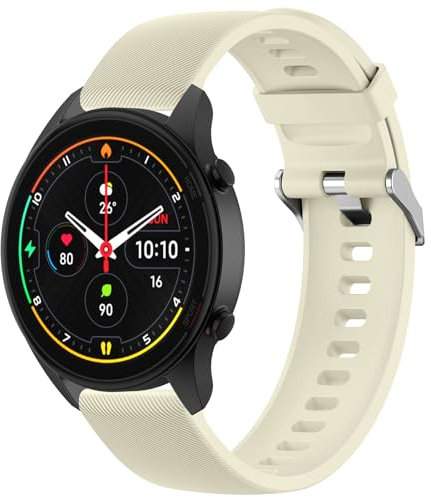 Mugust Bracelet en silicone 22 mm pour Xiaomi Mi Watch/S1/S1 Active/Color Sport/Watch 2 Pro (Beige)