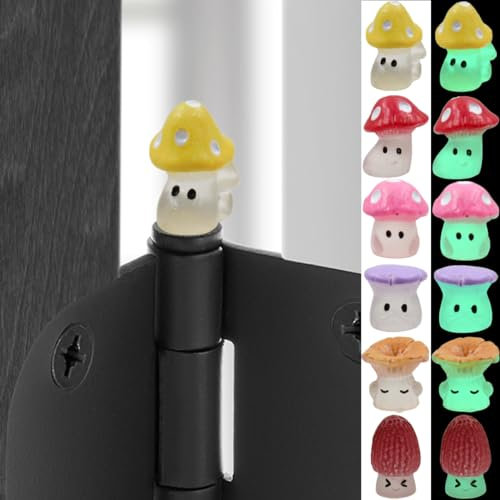 Door Hinge Heads Decorative Topper - Glow in The Dark Hinge Head Mushroom - Magnetic Hinge Head Miniature - Hinge Head Trinket Set of 6