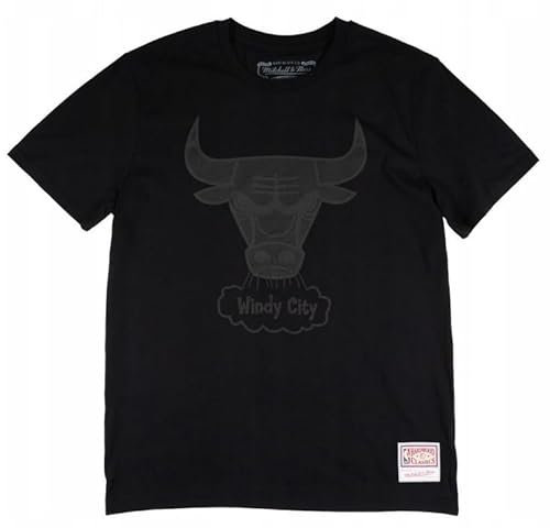 Mitchell & Ness NBA Black Tonal Print T-Shirt - Chicago Bulls, L