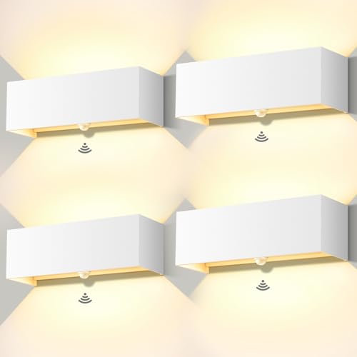 ledmo 4 Pack 30W Außenleuchte mit Bewegungsmelder Wandleuchte Aussen 3000K LED Wandleuchten IP65 Außenwandleuchte Mit Einstellbar Abstrahlwinkel