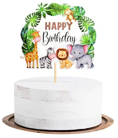 Tier Cupcake Topper Tortendeko Geburtstag Tiere Tortendeko Tiere Jungle Safari Animal Cupcake Toppers Happy Birthday Cake Decor für Birthday Party Supplies Feiern Party Events Baby Shower (1PCS)