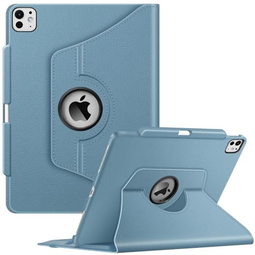 Fintie Funda Giratoria para iPad Pro 13 Pulgadas 2025 (M5) / 2024 (M4) | Funda Giratoria 360 Grados de rotación soporte lápiz, Carcasa Protectora Case con Auto-Reposo/Activación, Azul Nebla