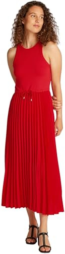 Tommy Hilfiger Damen Kleid Midi Dress Ärmellos, Rot (Primary Red), XXL