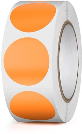 YIKIADA 500 Stück Runde Aufkleber 25 mm Thermo Etiketten Punkt Selbstklebend Rolle Adressaufkleber Wasserdicht Kleine Klebepunkte Farbkodierung Orange