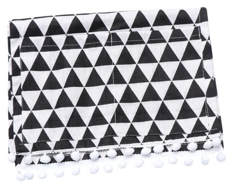 Hoement Cotton Linen Microwave Oven Cover Black Triangle Protective Dust Cover for Toaster and Broiler Kitchen Appliance Protector
