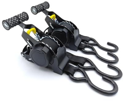 2 Piezas Cinchas de Amarre Carraca Moto, Eslingas de Amarre Carga, Diseño de Reciclaje Automático, Correa Autoajustable, Cinchas de Amarre Multifuncionales, Apto para Coches, Camiones, Motos, y Más