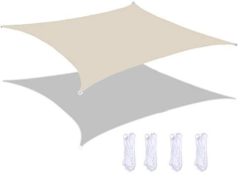 Toldo impermeable grande de 4 x 3 m para piscinas al aire libre, jardín y patio, color beige, blanco, 95% de bloqueo UV, toldo de sombra