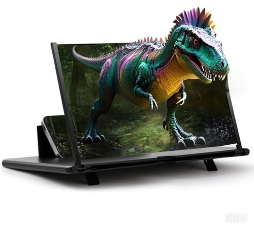 Bildschirmlupe für Handy, 40,6 cm (16 Zoll) Vergrößerung, HD 3D 2025, verbesserter Handy-Bildschirmverstärker, Telefonständer mit Bildschirmvergrößerung, kompatibel mit allen Smartphones für Filme,