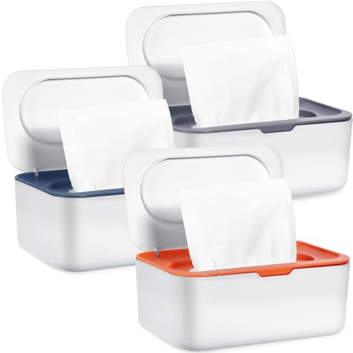 Tczecoo 3 Stück Feuchttücher Box, Wiederverwendbare Feuchttücher Spender, Aufbewahrungsbox, Feuchtes Toilettenpapier Box, Serviettenbox Mit Deckel