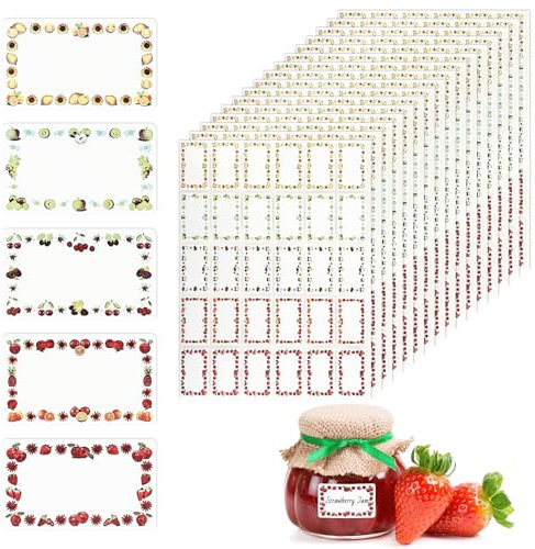 510 pcs Jam Jar Labels, Self Adhesive Labels for Jars, 50 x 30mm Sticky Jam Label Easy Peel for Kitchen Freezer Food Containers Bottle