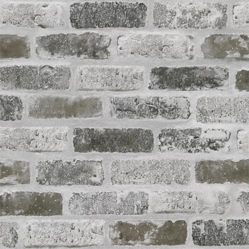 Timeet Self Adhesive Wallpaper Brick Effect Sticky Back Plastic Paper Blue Grey Peel and Stick Wallpaper Rustic Contact Paper Brick Sticker for Furniture for Kitchen Bedroom 44x300cm