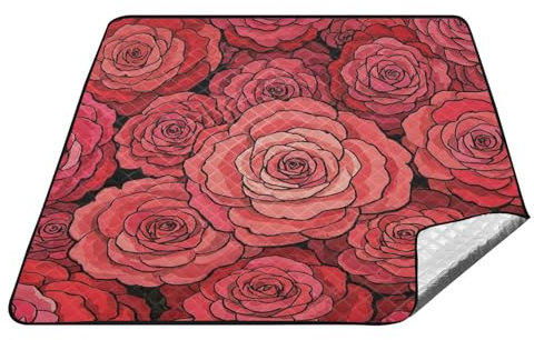 voucong Tapis d'extérieur pour herbe Motif roses