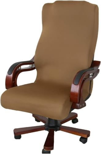 FYTXSZ Stretch Office Computer Chair Cover Universal Fit - Stretchable Washable Chair Cover Durable and Protective Armchair Slipcover (Coffee Brown, L)