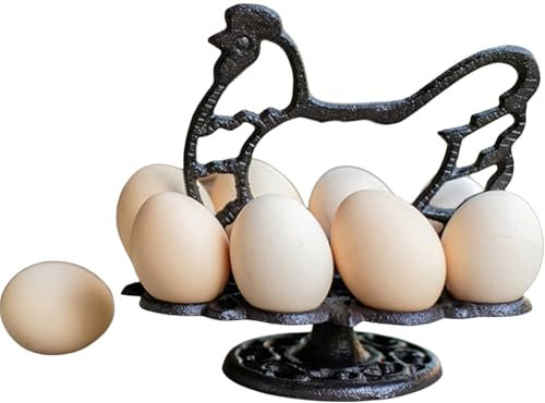 Porte-Œufs en Fonte pour 8/12 Œufs,Support À Œufs en Fonte Robuste pour Décoration De Comptoir,Vintage Présentoir Porte-Oeufs Distributeur Gain De Place Rangement De Cuisine Rustique A