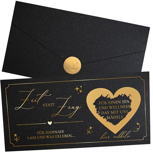 Joli Coon Personalisierter Zeit statt Zeug Gutschein - personalisierter Gutschein schenken - für gemeinsame Zeit Ticket Schwarz