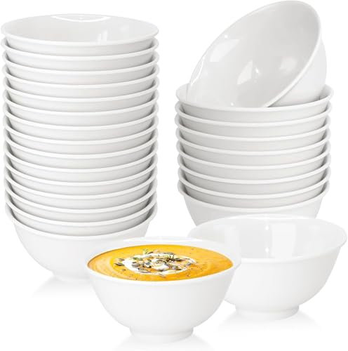 36 Pieces 250 ml Bowls Set Unbreakable White Dessert Soup Salad Bowls for Pasta Cereal Soup Dishwasher Safe