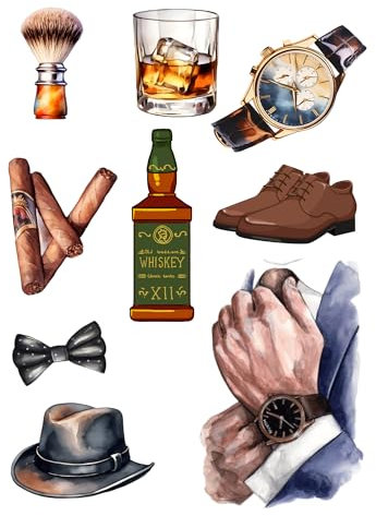Edible print A4 Gentleman theme Cake topper set cake decorations wafer/icing paper UNCUT - Birthday - Retirement - Fathers Day - Whisky - Suit - Watch - Man (wafer card)
