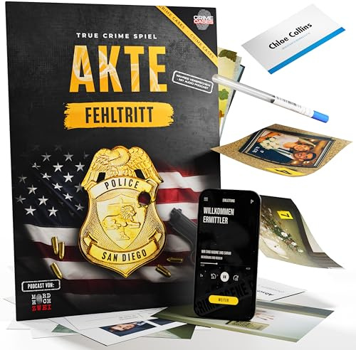 CRIMECASES True Crime Spiel: Akte Fehltritt, Krimispiel für 1-6 Personen | Cold Cases Spiel für Erwachsene mit Podcast zu echtem Kriminalfall ab 14 Jahren, Interaktiven Mordfall lösen für Zuhause