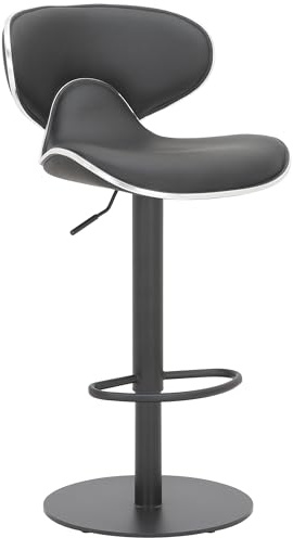Lamboro Carcaso Deluxe Single Kitchen Bar Stool, Matt Black Footrest, Adjustable Swivel Gas Lift, Breakfast Bar & Home Barstool, Black