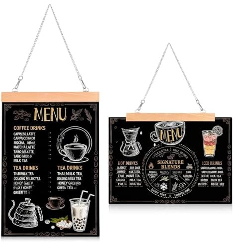 2 PCS A4 Hanging Chalkboard Signs, 20 x 30cm Wall Mounted Chalk Board Acrylic Chalkboards with Chain Hanging Chalk Boards Double-Sided Writing Boards for Office Home Store