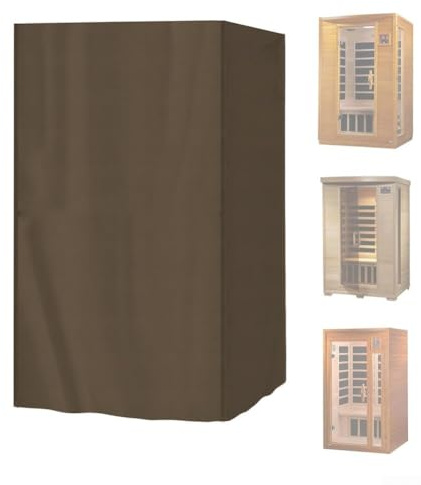 Outdoor-Sauna-Abdeckung für 2-Personen-Infrarot-Saunen, strapazierfähiges Oxford-Gewebe mit UV-beständiger, winddichter Schnalle und verstellbarem Kordelzug für sicheren Sitz (braun)
