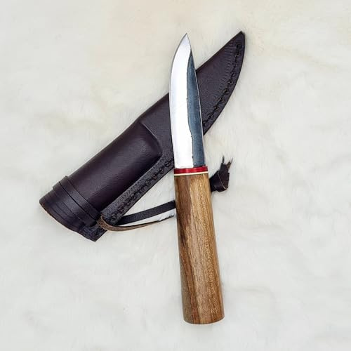 CRAFTOMATIK Couteau médiéval | Couteau viking fait main | Couteau celtique pour jardin et camping avec étui en cuir | LARP | HFK28
