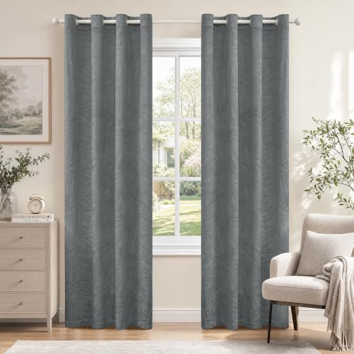 Ystyle Verdunklungsvorhänge Samt 2er Set, 140 x 245 cm, Grau | Thermovorhang Kälteschutz, Gardinen Mit Ösen, Blackout Curtain Für Schlafzimmer Esszimmer, Gardinen Wohnzimmer Modern