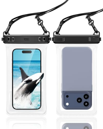 YOSH wasserdichte Handyhülle [Crossbody Design] 2 Stück, bis zu 7,5 Zoll | IPX8 Wasserfeste Handytasche [Seitentasten Feizugänglich] Unterwasser Hülle für iPhone 17 16 15 Pro Max Samsung S26 S25 Ultra