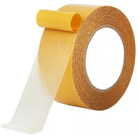 MUU Ruban Adhésif Double Face Fort 5cm x 20m, Ruban Transparent Fin avec Maille Fibre de Verre, Ruban Adhésif Déchirable pour Mur Tapis Tableaux Bricolage
