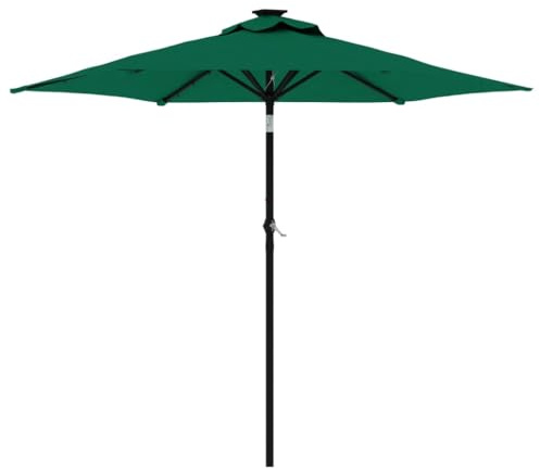 Mokuyary Parasol de Jardin avec Mât en Acier Vert 225x225x212 cm Balcon