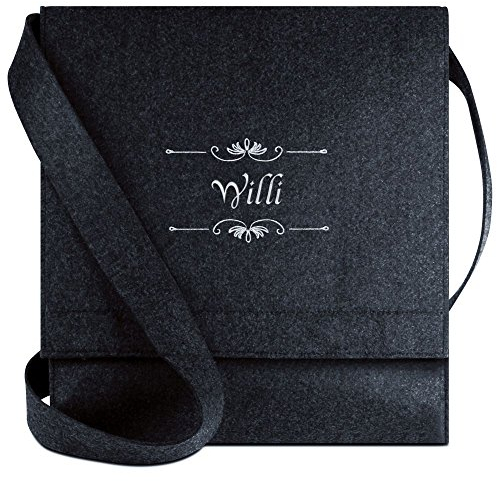 printplanet Halfar® Tasche mit Namen Willi bestickt - personalisierte Filz-Umhängetasche