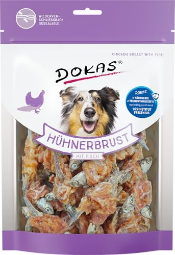 DOKAS Getreidefreier Premium Snack mit Hühnerbrust & Fisch für Hunde – Ideal für zwischendurch, 220 g (1er Pack)