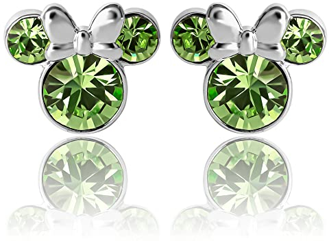 Disney Damen Minnie Mouse Geburtsstein-Ohrstecker - Minnie Mouse Ohrringe - Geburtsstein-Schmuck - Disney Schmuck