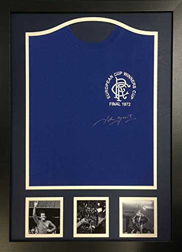 Allstarsignings Framed John Greig 1972 Rangers official retro signed football Cup Winners Cup Final shirt with COA and proof.