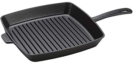 STAUB 12123023 Poêle grill carrée en fonte, acier inoxydable, noir mat