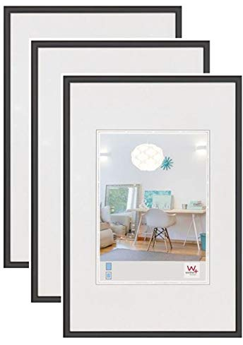 walther design Bilderrahmen schwarz 15 x 20 cm 3er Pack, New Lifestyle Kunststoffrahmen KV520B3