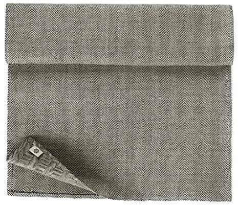 Linen & Cotton Schöner Edler Tischläufer Stoff Tischband Tischdeko Oska -100% Leinen, Schwarz Beige (47 x 220 cm) Rechteckig Läufer Tisch Tischwäsche für Home Deko Wohnzimmer Esstisch Weihnachten Fest