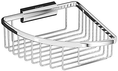 INDA AV131ECR Cestino Portaoggetti Angolare Sganciabile, Ottone, Cromato, 20 x 19 x 8 cm