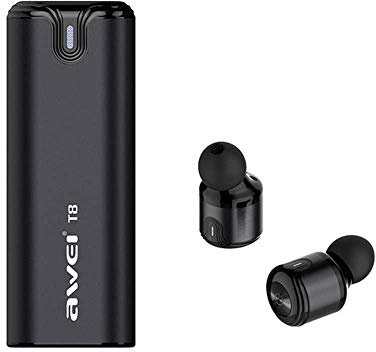 AOEIUV T8 TWS True Wireless Sport Earphone with 700Mah Power Bank Dual Microphone 3D Stereo In-Ear Handfree Earphones,Black