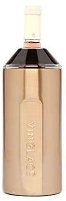 Vinglacé Wine Bottle Chiller- Portable Champagne Insulator- Stainless Steel Wine Cooler Sleeve, Copper