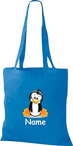 Shirtinstyle Stoffbeutel Tasche, Tiermotiv Pinguin mit Wunschnamen, Natur Zoo Tiere Animal, Geschenk, Baumwolltasche, Logo, Spruch, Verwandschaft, Motiv, Farbe Orange