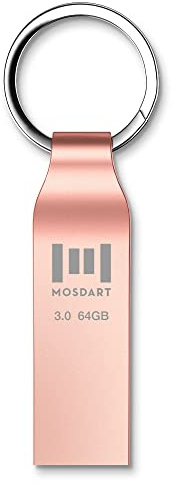Clé USB 3.0 64 Go en métal jusqu'à 80 Mo/s Vitesse de transfert rapide 64 Go étanche USB 3.0 Clé USB 3.0 pratique avec porte-clés design Or rose