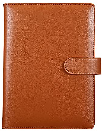 A5 PU Leder Ringbuch, 6 Runde Ringe Nachfüllbar Notizbuch Binder für A5 Füllpapier, Spiral Journal Reise Schreiben Notizbuch Tagebuch Binder Cover, Braun