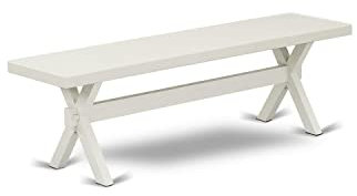 East West Furniture X-Style Moderne Esszimmerbank mit Holzsitz, 152,4 x 38,1 x 45,7 cm, mehrfarbig