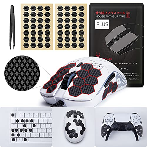 Hotline Games [ Grip Upgrade 2.0 Plus Universal Grip Tape for Gaming Peripherals and Devices, Anti-Slip Grip Tape, All Purpose Shapes, Self-Adhesive Design (Universal - Hexagon Version, Black)