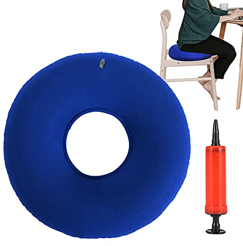 Hämorrhoiden Sitzkissen Aufblasbar Orthopädisch Rundkissen Kissen Aufblasbar Donut,Weich Sitzring Mit Pumpe Für Bettwunden Hämorrhoiden Steibbeinschmerzen Rollstühle Schwangere Dunkelblau 35cm