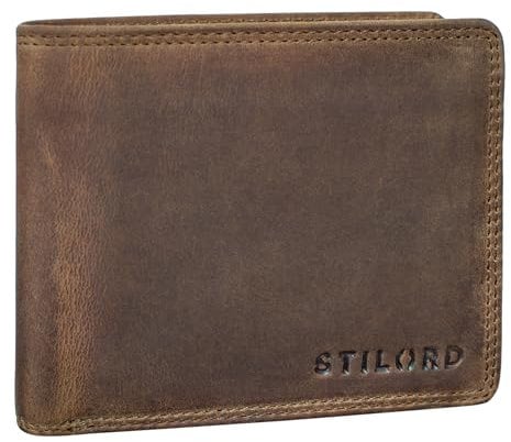STILORD 'Lunis' Porte Monnaie Homme RFID Cuir Vintage Portefeuille Élégant Bourse avec Étui Carte Bancaires Pochette Carte en Cuir Véritable, Couleur:Marron Moyen
