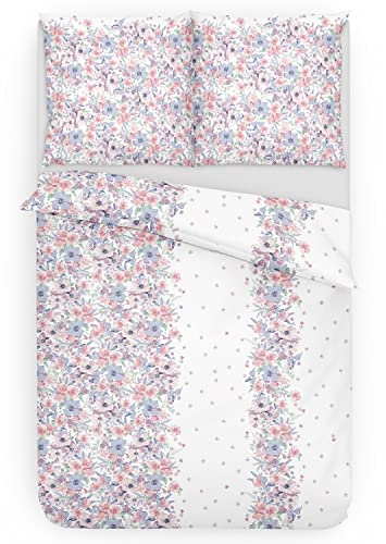 Träumschön Premium Bettwäsche 155x220 + 80x80 cm - Blumen Design Hell - Sommer Bettwäsche aus Baumwolle – Weich, Atmungsaktiv & Hautfreundlich - bügelfrei