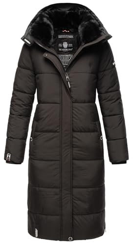 MARIKOO Damen Winter Steppjacke Lang B936 [B936-Relizi-Schwarz-Gr.XXL]